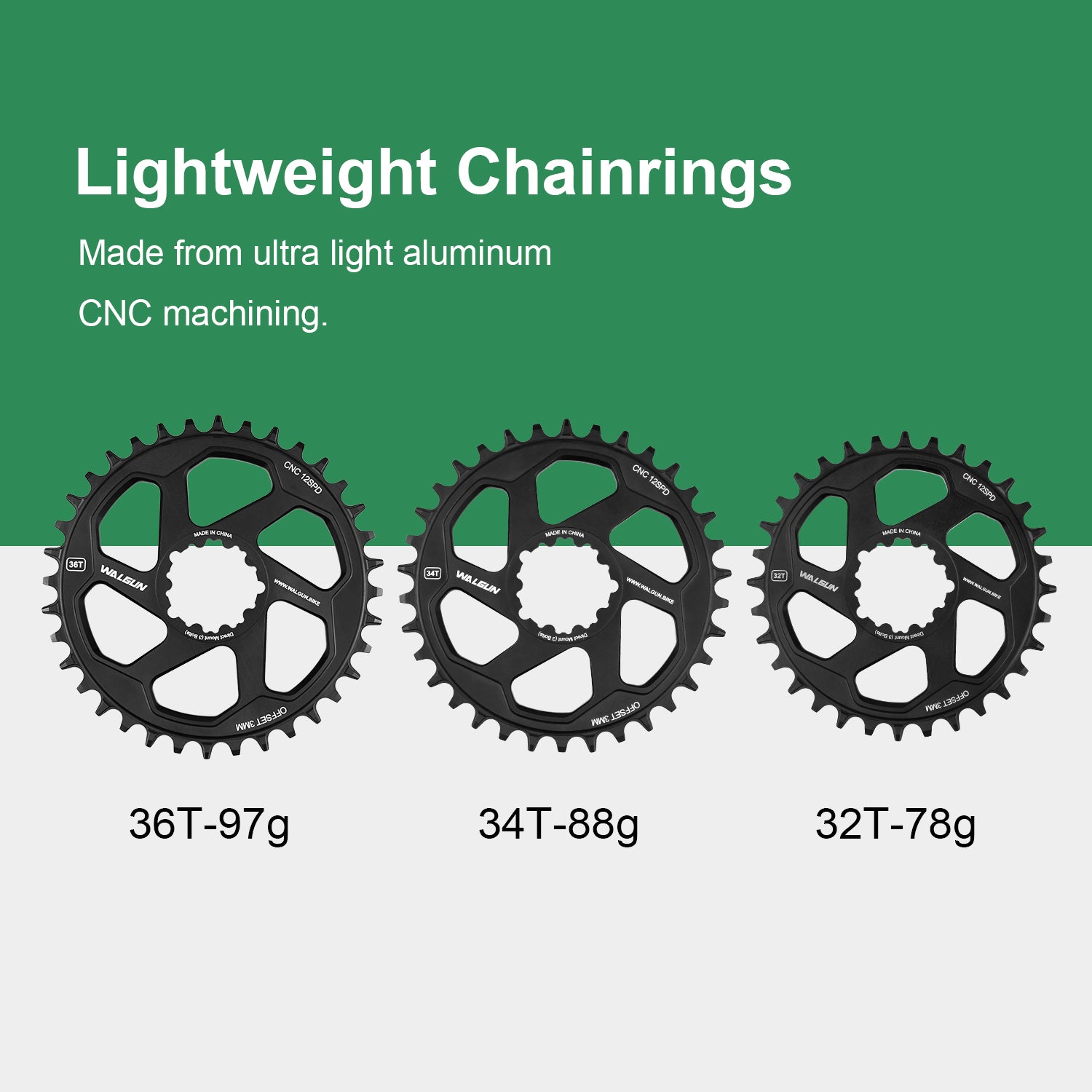 WALGUN 3-Bolts direct mount boost bike chainring 11/12 spd